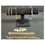 Assorted Bracelet and Bangle Jewelry Lot with Beaded, Floral, and Chain Designs