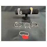 Collection of Silver Tone and Costume Bracelets Including 925 and Monet