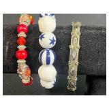 Set of Assorted Costume Bracelets Including Beaded and Metal Styles