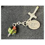 Mixed Lot VTG Bracelet Beads/Pieces: Beaded Religious Bracelet Pieces, Plastic Monkeys, and Mini Picture Charms