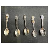 Set of 5 Collectible Souvenir Spoons Deutschland Florida Nevada Connecticut Gibraltar