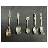 Collection of 5 Vintage State Souvenir Collector Spoons