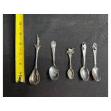 Collection of 5 Vintage State Souvenir Collector Spoons