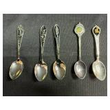 Set of 5 Collectible State Souvenir Spoons