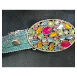 Set of 5 Adjustable Glitter Belts with Rhinestone Buckles and Butterfly Accents