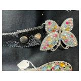 Set of 5 Adjustable Glitter Belts with Rhinestone Buckles and Butterfly Accents