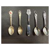 Set of 5 Collectible Souvenir Spoons Assorted States and Themes