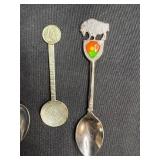 Set of 6 Vintage Souvenir Collector Spoons with Enamel and Engraved Designs