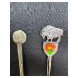 Set of 6 Vintage Souvenir Collector Spoons with Enamel and Engraved Designs