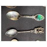 Set of 6 Vintage Souvenir Collector Spoons with Enamel and Engraved Designs