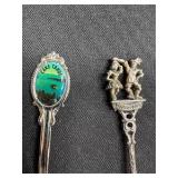 Set of 6 Vintage Souvenir Collector Spoons with Enamel and Engraved Designs