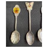 Set of 6 Vintage Souvenir Collector Spoons with Enamel and Engraved Designs