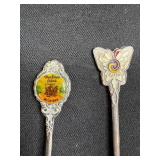 Set of 6 Vintage Souvenir Collector Spoons with Enamel and Engraved Designs