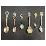 Collection of 6 Vintage Souvenir Collector Spoons