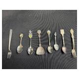 Collection of 8 Vintage and Souvenir Spoons and Forks Assorted Designs