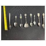 Collection of 8 Vintage and Souvenir Spoons and Forks Assorted Designs