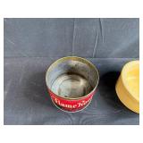 Vintage Mixed Decor Lot with Coffee Tin, Glass Bowls, Silverplate and Stoneware