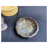 Vintage Mixed Decor Lot with Coffee Tin, Glass Bowls, Silverplate and Stoneware