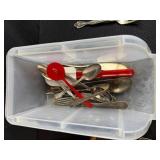 Large Lot of Assorted Vintage Flatware Including Spoons, Forks, and Knives