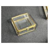 Collection of Vintage Trinket and Jewelry Boxes - Glass, Brass, and Plastic