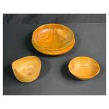 Signed Set of 3 Hand-Turned Wooden Bowls by H.W. Himes and Dick Rochester