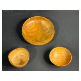 Signed Set of 3 Hand-Turned Wooden Bowls by H.W. Himes and Dick Rochester