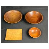 Set of Handcrafted & Signed Wooden Bowls (1 Signed Jack Hoenig 2008) and Signed Wooden Plate