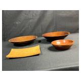 Set of Handcrafted & Signed Wooden Bowls (1 Signed Jack Hoenig 2008) and Signed Wooden Plate