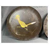 Set of Vintage Couroc Black Bird Trays with Hand-Painted Designs