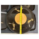 Set of Vintage Couroc Black Bird Trays with Hand-Painted Designs