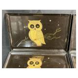 Set of Couroc Mid-Century Modern Decorative Trays and Plate with Animal and Figure Designs