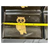 Set of Couroc Mid-Century Modern Decorative Trays and Plate with Animal and Figure Designs