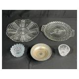 Collection of Vintage Glass and Metal Serving Bowls and Dishes