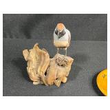 Set of Norwegian Folk Art Plates and Carved Bird Figurine