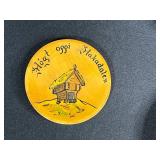 Set of Norwegian Folk Art Plates and Carved Bird Figurine