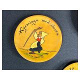 Set of Norwegian Folk Art Plates and Carved Bird Figurine