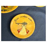 Set of Norwegian Folk Art Plates and Carved Bird Figurine