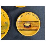 Set of Norwegian Folk Art Plates and Carved Bird Figurine