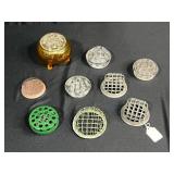 Collection of Vintage Flower/Pin Frogs Glass, Metal, and Ceramic