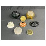 Collection of Vintage Flower/Pin Frogs Glass Ceramic and Metal Assorted Styles