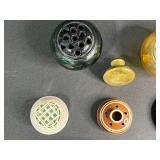 Collection of Vintage Flower/Pin Frogs Glass Ceramic and Metal Assorted Styles