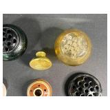 Collection of Vintage Flower/Pin Frogs Glass Ceramic and Metal Assorted Styles