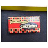 Vintage Game Collection with Domino Sets, Scrabble, and Chinese Checkers Marbles in Suitcase