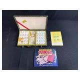 Chinese Mahjong Tile Set with Case and Instruction Books