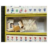 Chinese Mahjong Tile Set with Case and Instruction Books