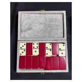 Set of 2 Vintage Domino Tile Sets in Velvet Lined Cases