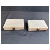 Set of 2 Vintage Domino Tile Sets in Velvet Lined Cases