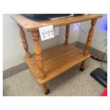 Wooden Rolling Utility Table with Two Shelves 25x24x16 Inches