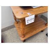 Wooden Rolling Utility Table with Two Shelves 25x24x16 Inches