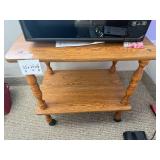 Wooden Rolling Utility Table with Two Shelves 25x24x16 Inches